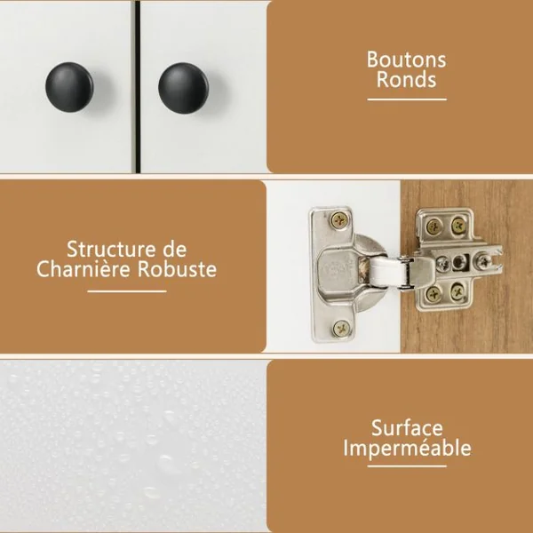 Bibliothèque avec Armoire à Double Porte Etagère Haute à 3 Niveaux Cubes Ouverts Vitrine Moderne Organisateur de Rangement 60x30x133cm