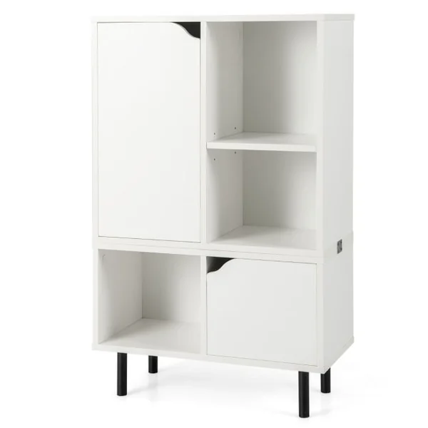 Bibliothèque Empilable Meuble de Rangement à Combinaison en Treillis avec Étagère et Cubes Ajustables 60x30x96,5cm Blanc