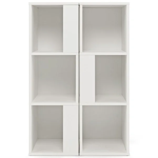 Bibliothèque en Bois avec Etagère Asymétrique et 6 Compartiments pour Salon Chambre 33 x 33 x 100,5 cm Brun Rustique/Blanc
