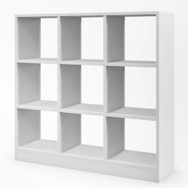 Bibliothèque en Cube avec Dispositif Anti-basculement, Étagère à Livres avec 9 Compartiments pour Salon et Bureau Blanc