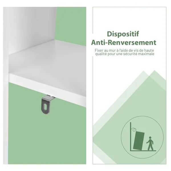 Bibliothèque en Forme d'Arbre à 8 Niveaux Étagère de Rangement Etagère à Livres avec Dispositif Anti-basculement Blanc