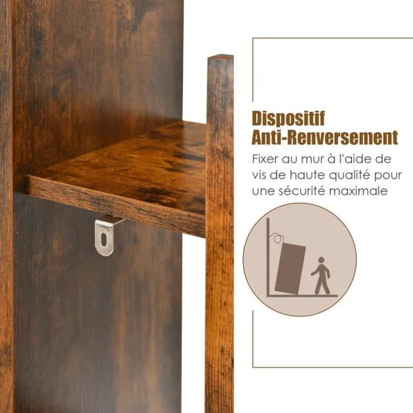 Bibliothèque en Forme d'Arbre à 8 Niveaux Étagère de Rangement Etagère à Livres avec Dispositif Anti-basculement Marron