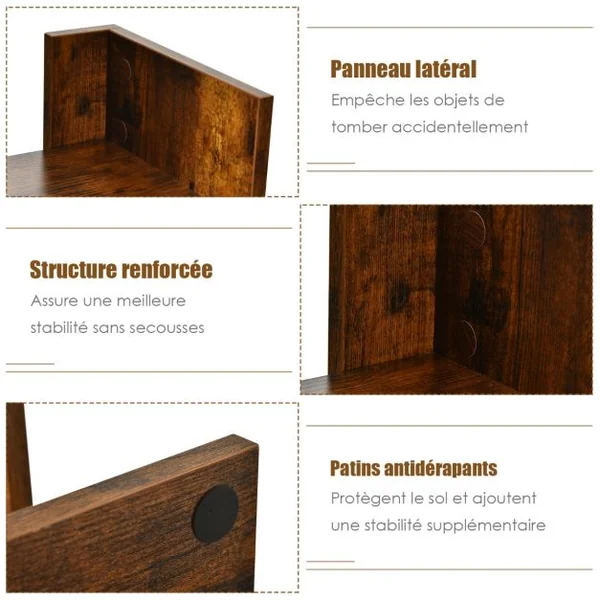 Bibliothèque en Forme d'Arbre à 8 Niveaux Étagère de Rangement Etagère à Livres avec Dispositif Anti-basculement Marron