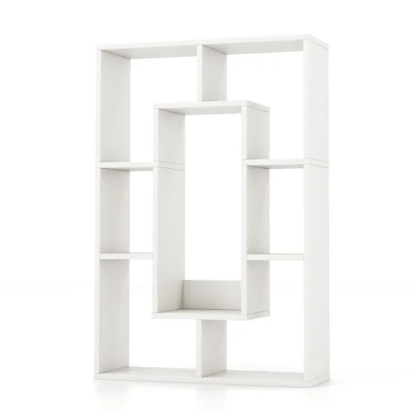 Bibliothèque Géométrique à 7 Cubes Étagère d'Angle Ouverte et Décorative Séparateur de Pièce Kit Anti-renversement Blanc/Gris/Naturel/Café/Noir