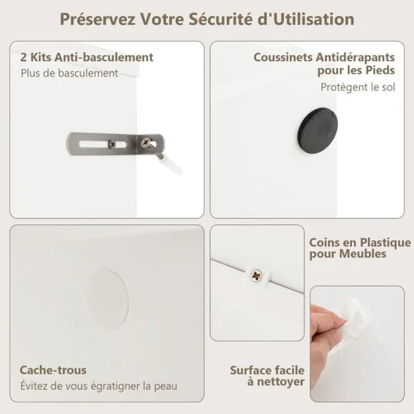 Bibliothèque Meuble de Rangement Cube avec 6 Casiers Ouverts Étagère 4 Niveaux avec Dispositif Anti-basculement Blanc