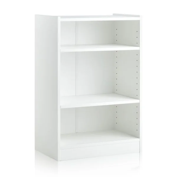 Bibliothèque à 3 Niveaux avec 2 Étagères Réglables et Dispositif Anti-renversement Salon Chambre Bureau 50 x 30 x 75 cm Blanc/Marron/Noir