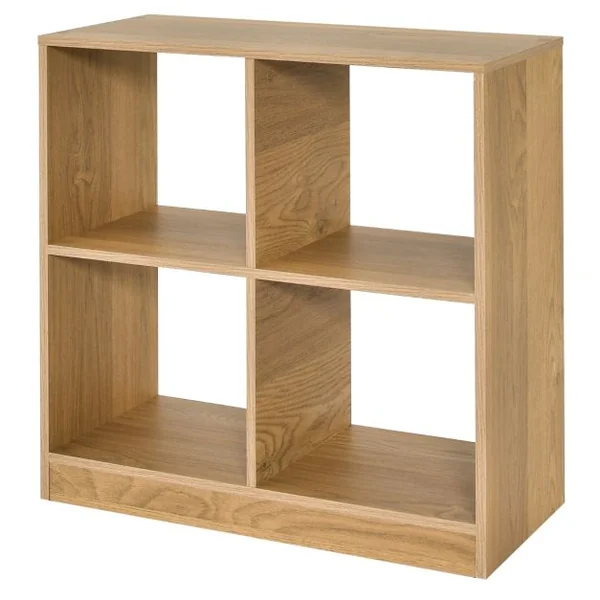 Bibliothèque Étagère Rangement à 3 Niveaux avec 4 Compartiments Ouverts Meuble Cube de Rangement en Bois 73 x 33 x 73cm Naturel