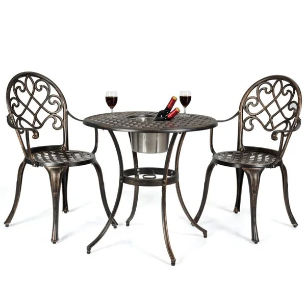 Bistrot pour Jardin 3 Pièces en Fonte d'Aluminium Charge 100KG