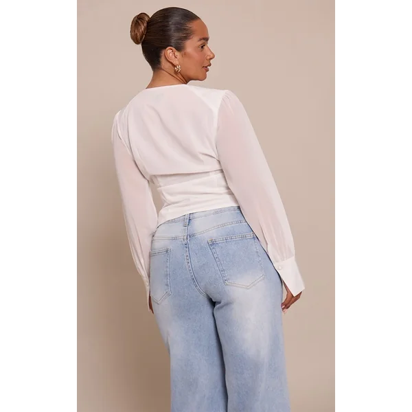 Blanc Chemise En Tissu Tissé À Buste En Mousseline Shape
