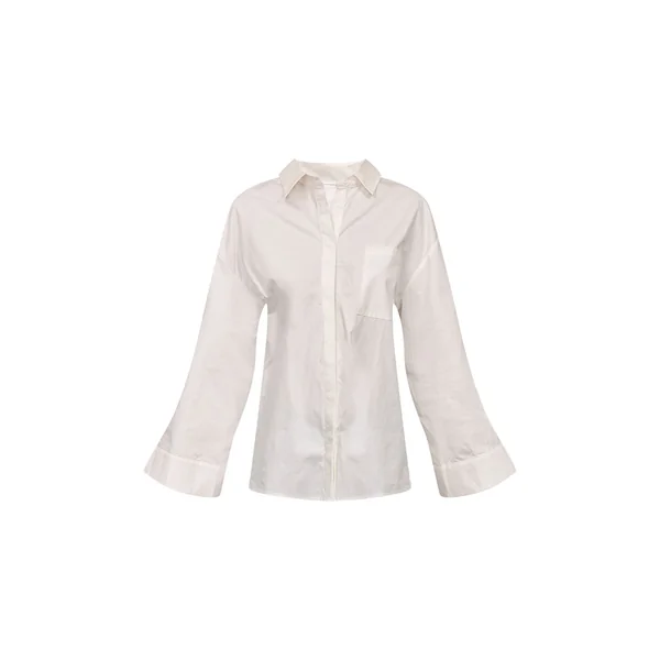 Blanc Chemise Oversize En Coton Avec Détail Boutons Aux Manches