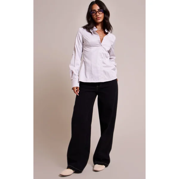 Blanc Chemise À Col Avec Lien Dans Le Dos Petite