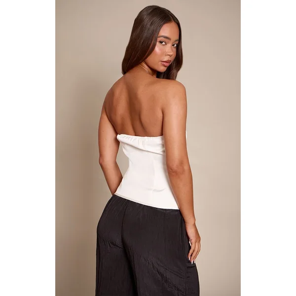 Blanc Corset Bustier Satiné À Baleines