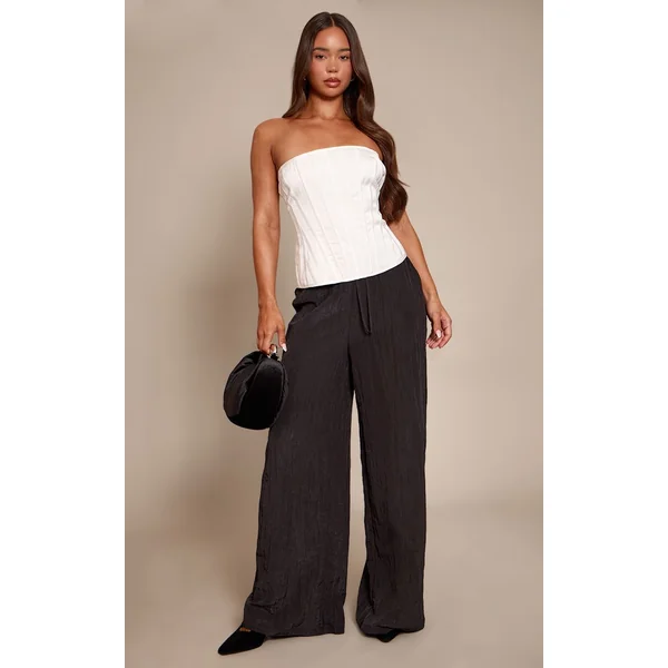 Blanc Corset Bustier Satiné À Baleines