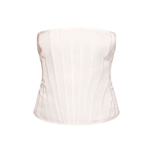 Blanc Corset Bustier Satiné À Baleines