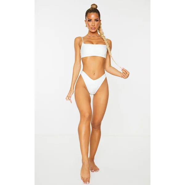 Blanc Haut De Bikini À Bonnets Rembourrés Et Encolure Arrondie Mix And Match