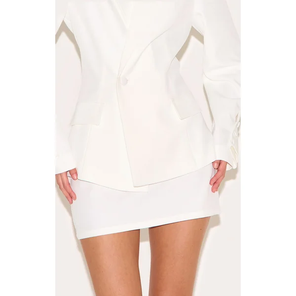 Blanc Jupe Courte Taille Mi-haute Tissée Ensemble Coordonné