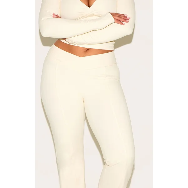 Blanc Os Pantalon Évasé À Taille En V Et Fente Frontale Shape Sculpt Active