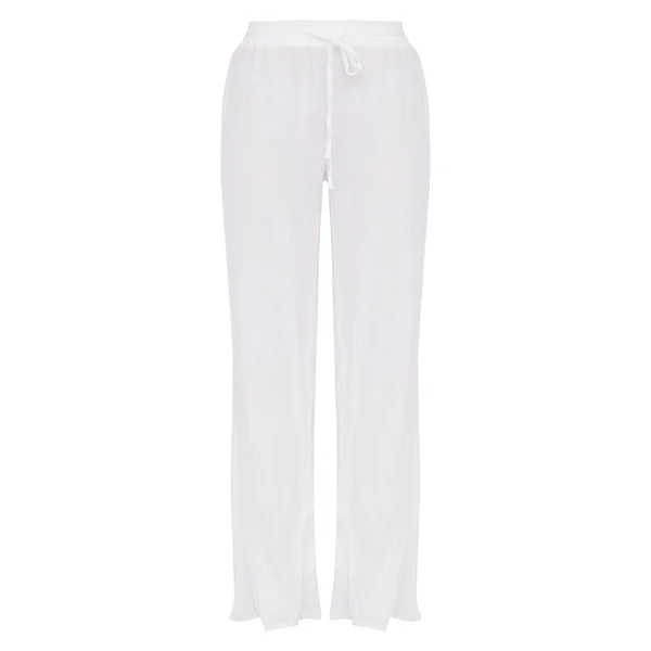 Blanc Pantalon Large En Gaze Texturée
