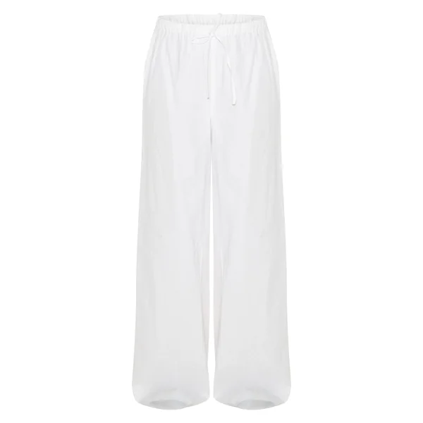 Blanc Pantalon Large À Cordon De Serrage Ensemble Coordonné