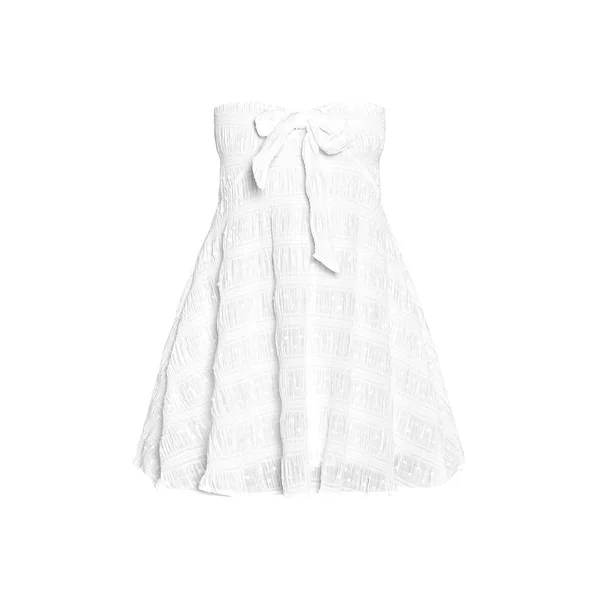 Blanc Robe Courte Évasée Sans Manches À Bandeau Texturé