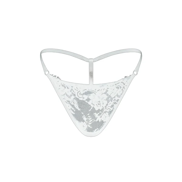 Blanc String À Bords En Dentelle