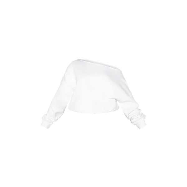 Blanc Sweat Shape À Bords Bruts Et Épaule Tombante