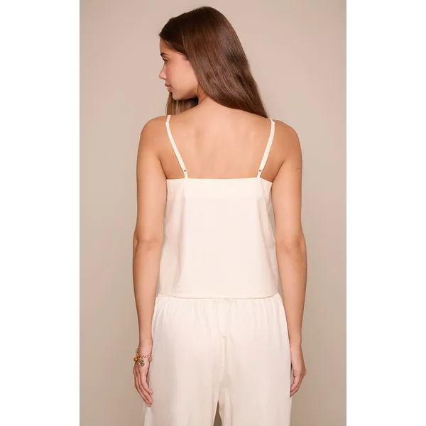 Blanc Top Caraco Col Carré En Coton Ensemble Coordonné