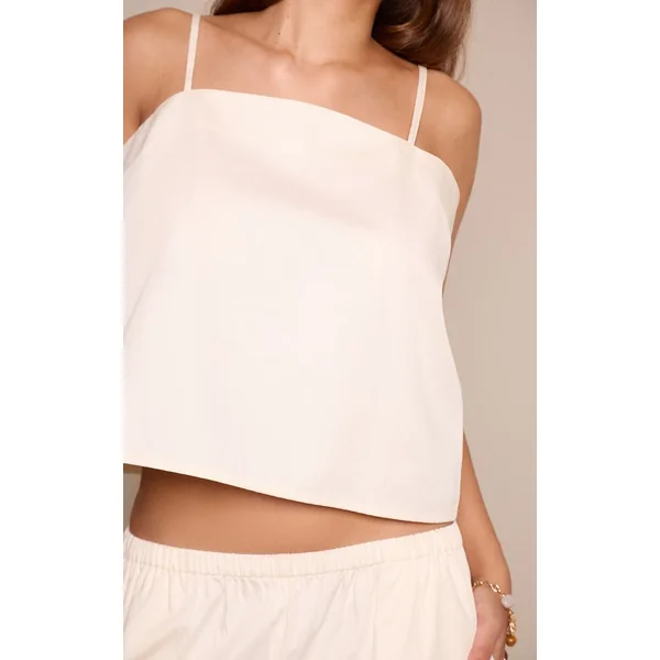 Blanc Top Caraco Col Carré En Coton Ensemble Coordonné