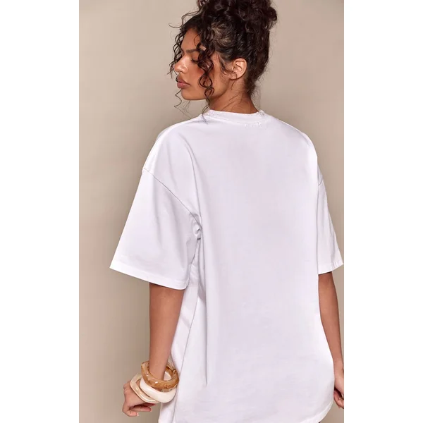 Blanc T-shirt Oversize En Coton Épais Avec Motif Sardines