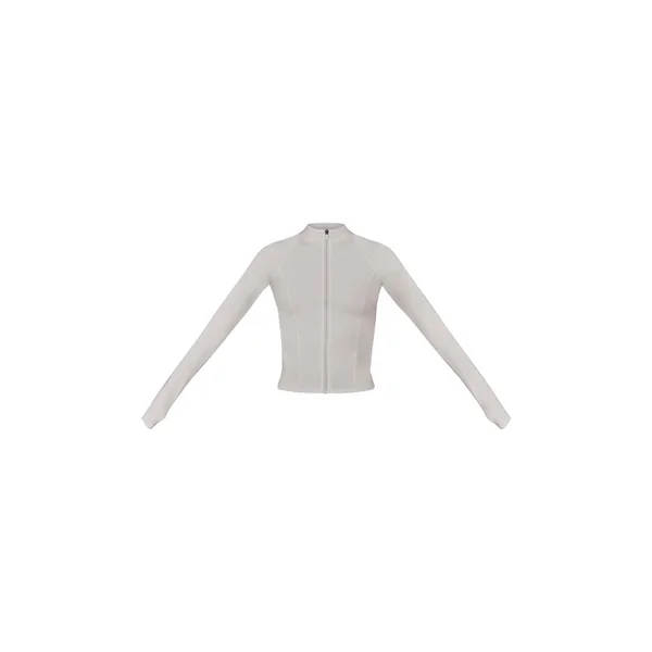 Blanc Veste De Sport Zippée Sable Avec Détails De Coutures Sculptées