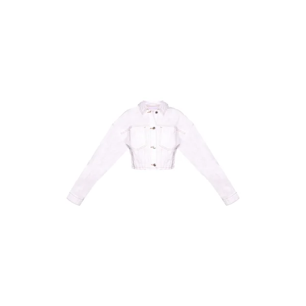 Blanc Veste En Jean Courte À Manches Ballon Grande Taille