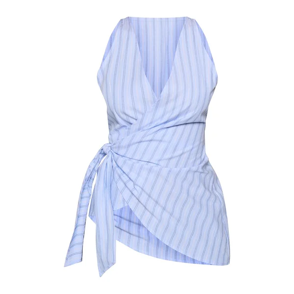 Bleu Chemise Sans Manches À Rayures Avec Détail Nœud Noué