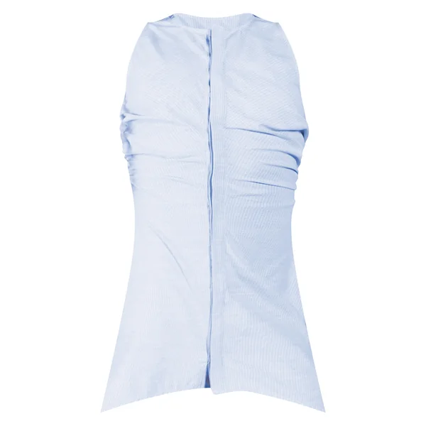 Bleu Ciel Robe Moulante En Coton Rayé Avec Détail Froncé