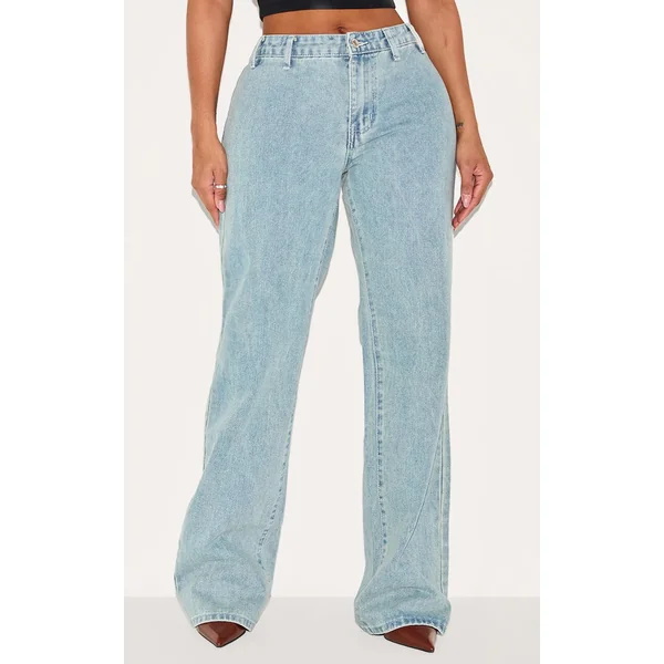 Bleu Clair Délavé Jean En Denim Coupe Large Shape