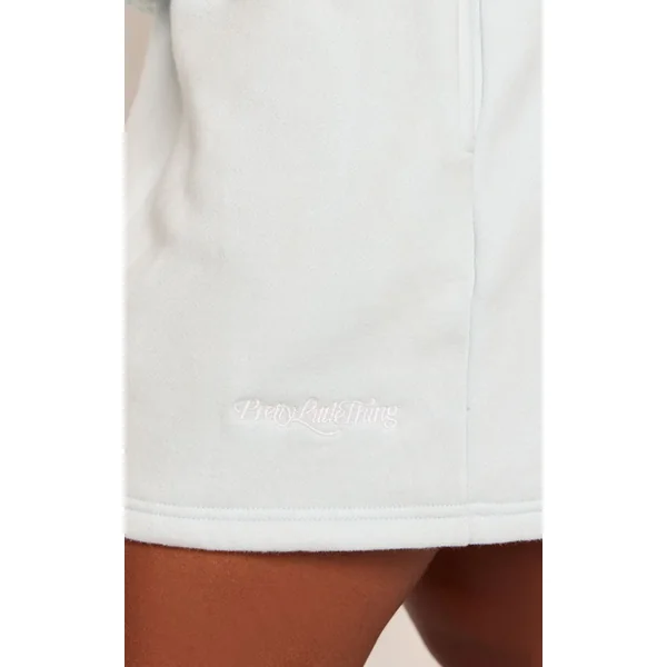 Bleu Clair Short De Jogging Brodé Grande Taille