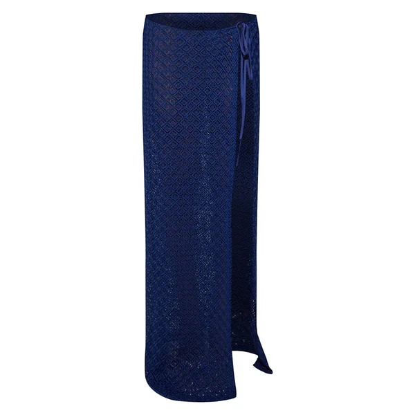 Bleu Cobalt Jupe Maxi De Plage En Crochet À Ourlet Fendu