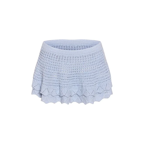 Bleu Débardeur Caraco En Crochet À Bord Festonné