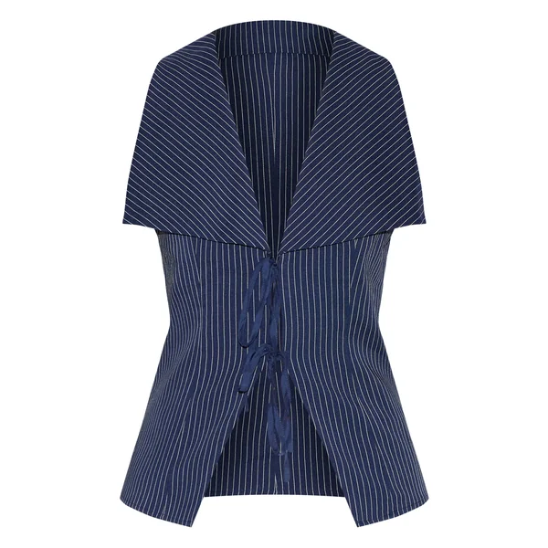 Bleu Gilet En Coton À Rayures