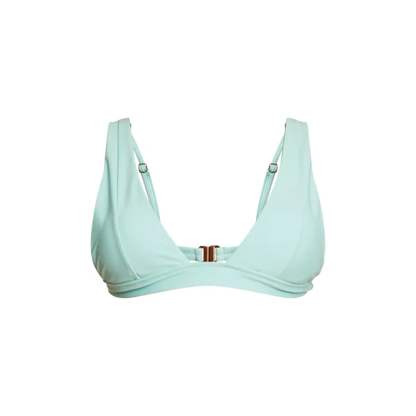 Bleu Haut De Bikini Triangle Plongeant Aqua Avec Détails De Coutures