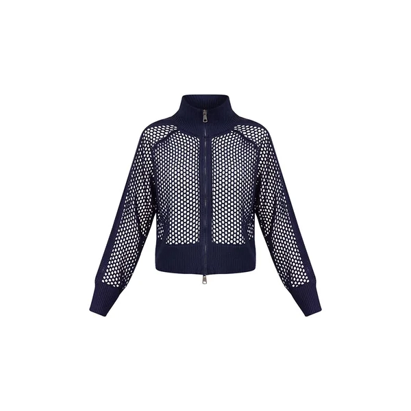 Bleu Marine Cardigan De Jogging En Maille Crochet Avec Détails Rayés