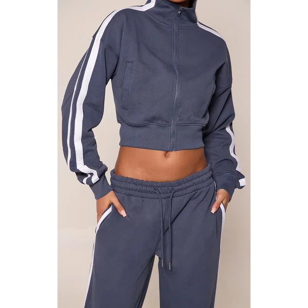 Bleu Marine Pantalon De Jogging Droit À Bandes Latérales