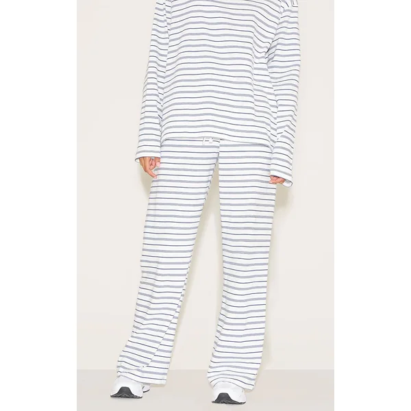 Bleu Marine Pantalon Large À Rayures Avec Cordon De Serrage