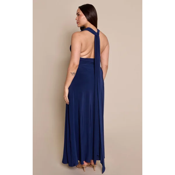 Bleu Marine Robe Maxi Multiposition En Tissu Slinky Grande Taille