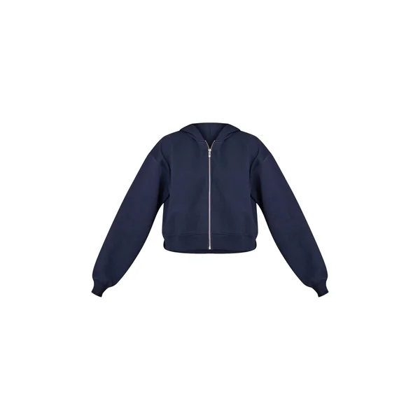 Bleu Marine Sweat À Casynthétiqueche Court Zippé En Interlock