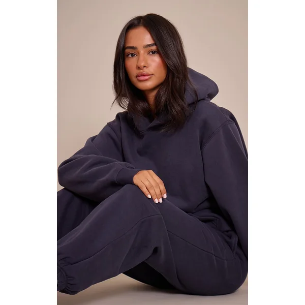 Bleu Marine Sweat À Casynthétiqueche Oversize Petite Taille