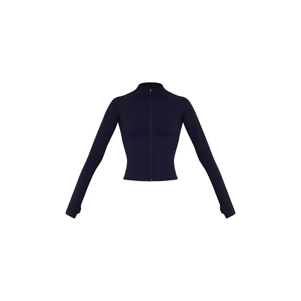 Bleu Marine Veste De Sport Zippée Sable Avec Détails De Coutures Sculptées