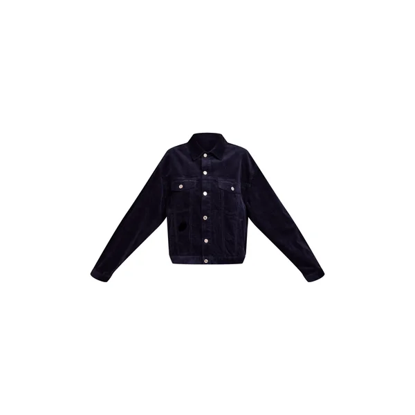 Bleu Marine Veste En Velours Côtelé Coupe Boxy Classique