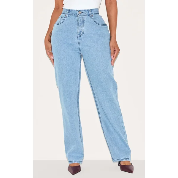 Bleu Moyen Acidulé Jean En Denim Coupe Large Shape