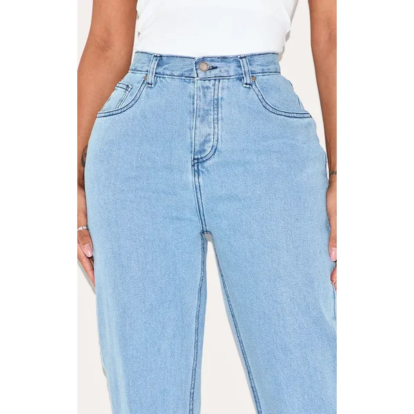 Bleu Moyen Acidulé Jean En Denim Coupe Large Shape