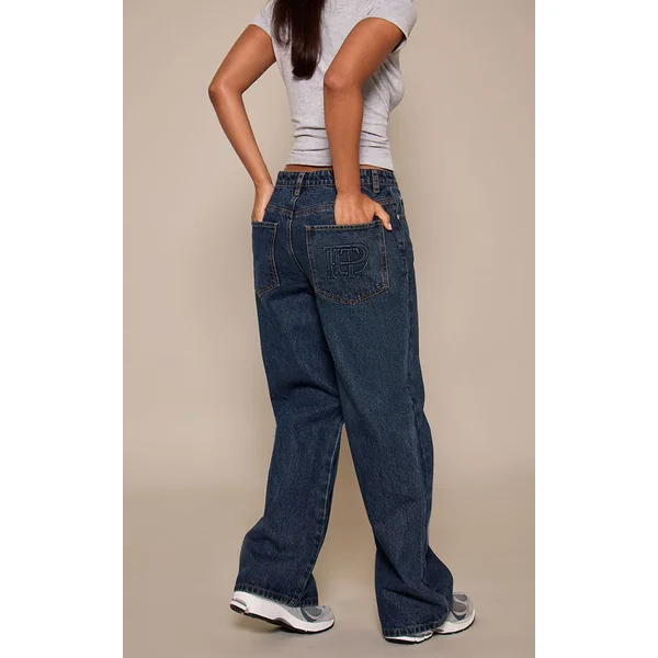 Bleu Moyen Délavé Jean Droit Plt Bleu Moyen Taille Petite